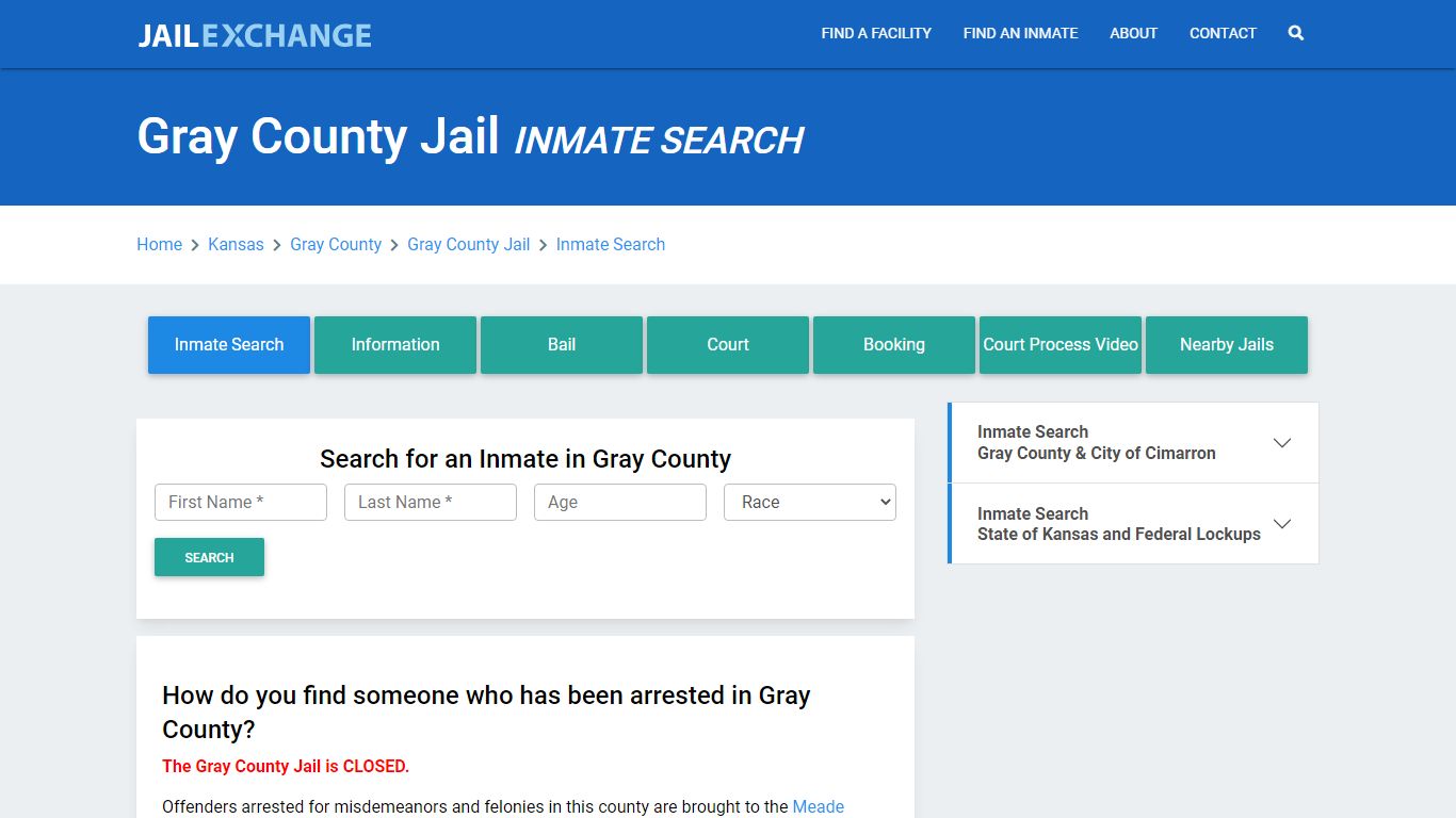 Gray County Jail, KS Inmate Search: Roster & Mugshots - Jail Exchange