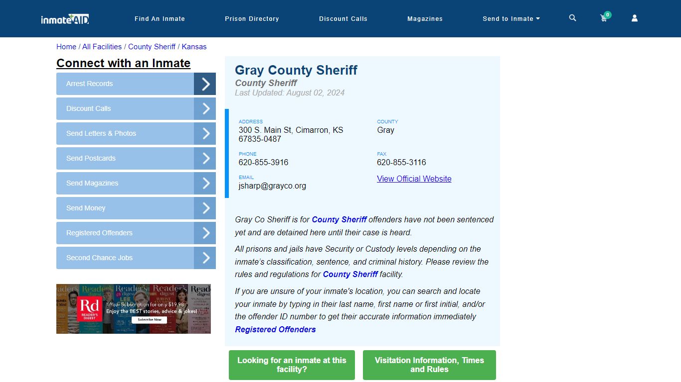 Gray County Sheriff & Arrest Search - InmateAid