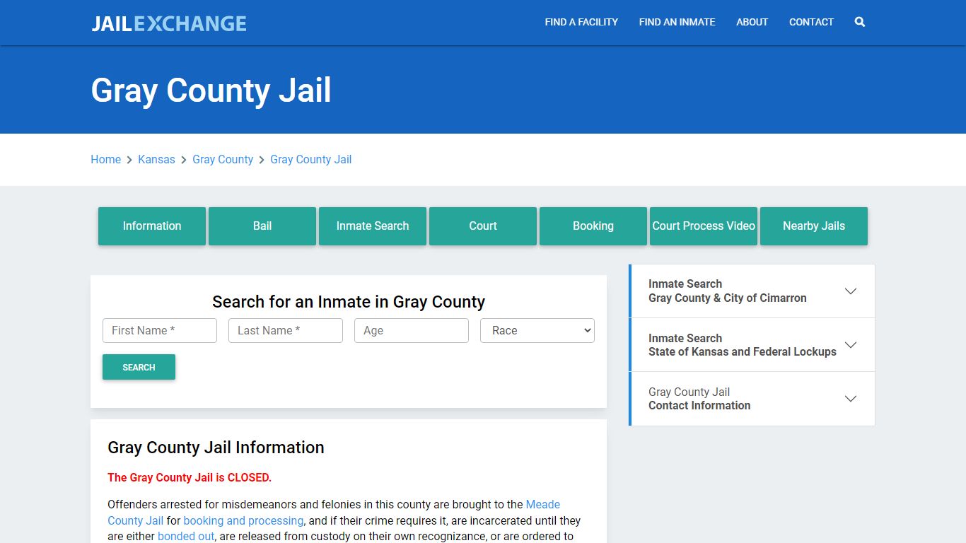 Gray County Jail Roster Lookup, KS, Inmate Search - Jail Exchange